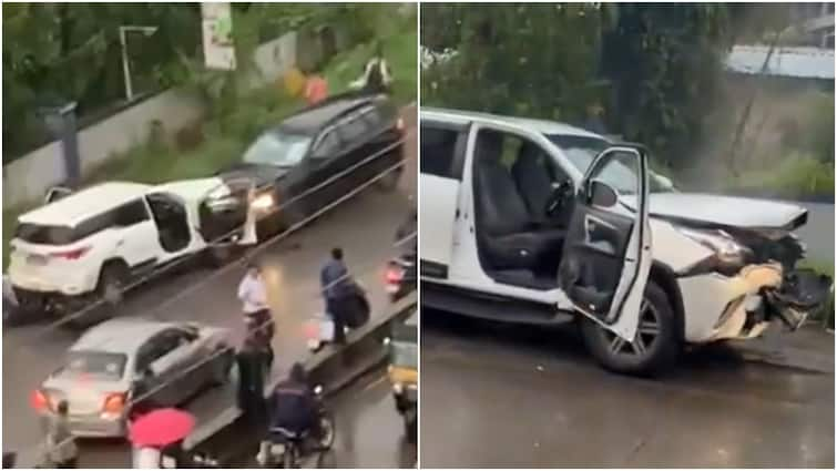 Thane News Road Rage Tata Harrier Rams Fortuner Twice Child Screams Bystander Dragged For Several Metres Videos Caught On Camera Thane Road Rage: Tata Harrier Rams Fortuner Twice, Child Screams, Bystander Dragged Metres; Videos Surface