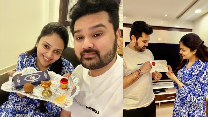 Sreemukhi Latest Photos with her Brother : శ్రీముఖి తన తమ్ముడితో కలిసి రాఖీ సెలబ్రేషన్స్ చేసుకుంది. వాటికి సంబంధించిన ఫోటోలను ఇన్​స్టాలో షేర్ చేసింది.