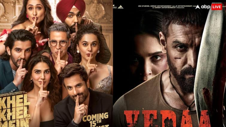 Khel Khel Mein Vs Vedaa Box Office Collection Day 5 Akshay Kumar John Abraham Film Fifth Day Monday Collection Amid Stree 2 Khel Khel Mein Vs Vedaa BO Day 5: श्रद्धा की फिल्म के आगे जॉन-अक्षय की फिल्मों का हुआ बुरा हाल, 5वें दिन का कलेक्शन शॉकिंग