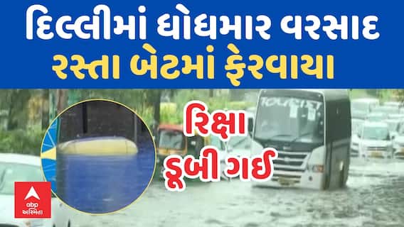 Delhi Heavy Rain | દિલ્લીમાં ધોધમાર વરસાદથી જળબંબાકાર, રસ્તા બેટમાં ફેરવાયા, રીક્ષા આખી ડૂબી ગઈ