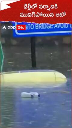 ఢిల్లీలో వర్షానికి మునిగిపోయిన ఆటో
