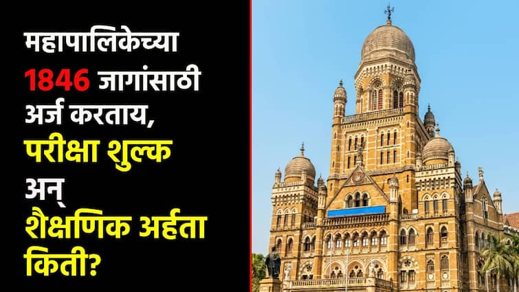 BMC Recruitment 2024 Applying for 1846 seats in BMC and How much is the educational qualification and exam fee know the details BMC Recruitment 2024 : BMC मधील 1846 जागांसाठी अर्ज करताय?; शैक्षणिक अर्हता अन् परीक्षा शुल्क किती?, डिटेल्स घ्या जाणून