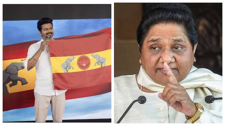 BSP raises objection flag used by Vijay TVK triggers controversy urges to remove elephant in their flag TVK Flag: தவெகவுக்கு ஆரம்பமே சிக்கல்? விஜயின் கட்சி கொடியில் வெடிச்ச சர்ச்சை.. டெல்லிக்கு பறக்கும் கடிதம்!