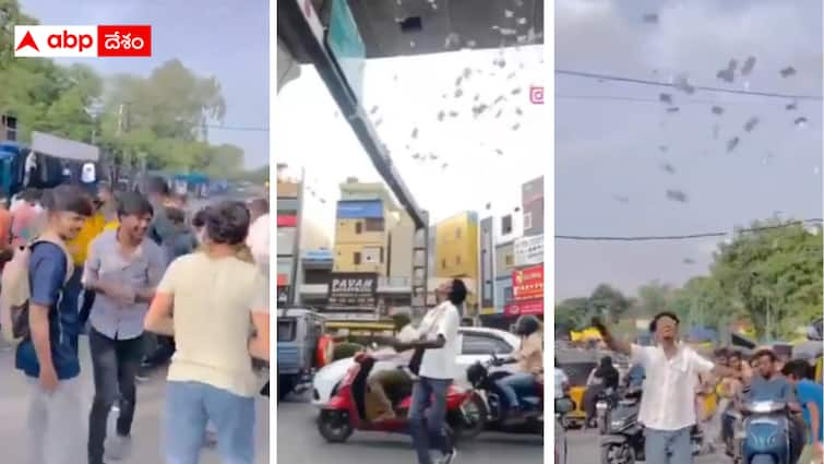 Hyderabad. YouTuber and Instagrammer's reckless act of throwing money into traffic has ignited outrage YouTuber throwing money : ట్రాఫిక్‌లో డబ్బులు వెదజల్లి వీడియో  - హైదరాబాద్‌లో యూట్యూబర్ అరాచకం - పట్టించుకోని పోలీసులు