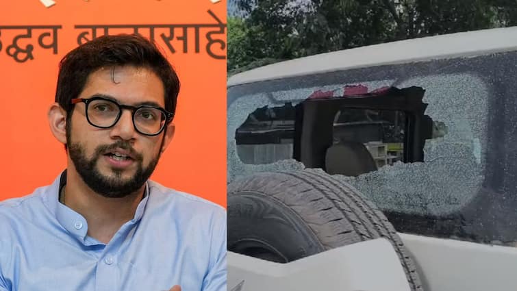 Aditya Thackeray s convoy vehicle accident Yeola Nashik Maharashtra Marathi News Aaditya Thackeray : आदित्य ठाकरेंच्या ताफ्यातील वाहनाला भीषण अपघात, दुचाकीची कारला मागून धडक, कारचं मोठं नुकसान