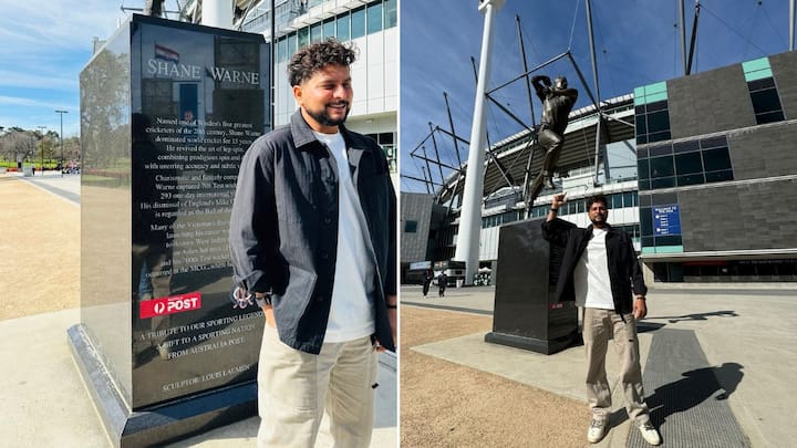 Here's the pictures of Kuldeep Yadav's visit to the Melbourne Cricket Ground (MCG) and his photo alongside Shane Warne's statue.