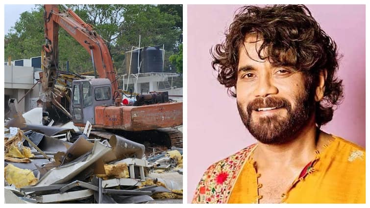 Hyderabad Disaster Response and Assets Monitoring and Protection authorities begun demolishing N Convention Centre actor Nagarjuna बुलडोजर एक्शन की जद में अब साउथ के स्टार भी! जानें- ऐसा क्या हुआ जो नागार्जुन के कन्वेंशन सेंटर को किया जा रहा जमींदोज