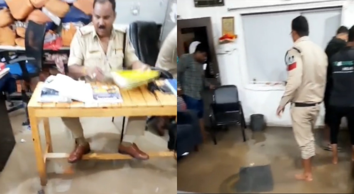 इंदौर में बारिश से सड़कें लबालब, तैरती दिखीं गाड़ियां, पुलिस थाने में पहुंचा पानी, कई दस्तावेज बर्बाद