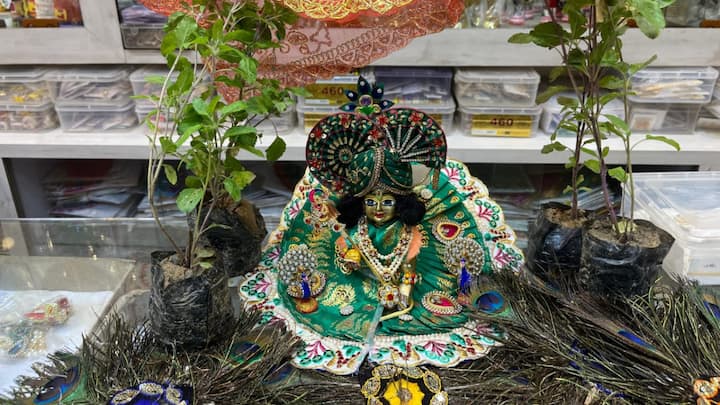 Krishna Janmashtami 2024: वाराणसी में लड्डू गोपाल की मूर्ति सहित श्रृंगार से जुड़े आकर्षक सामान खरीदने के लिए लोग पहुंच रहे हैं. पीतल के लड्डू गोपाल की मूर्ति 600 से 35000 रुपये निर्धारित हैं.