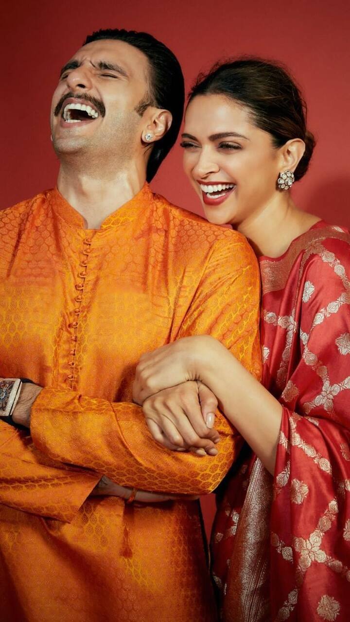 The actor sets the festive mood right in a solid orange full-sleeved kurta.