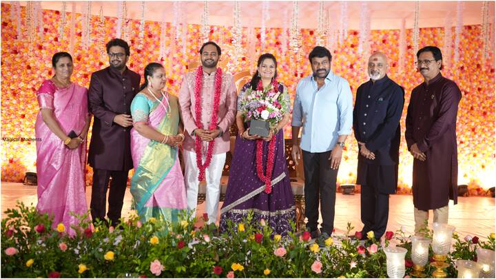 Ramajogayya Sastry Son Wedding: గేయ రచయిత రామజోగయ్య శాస్త్రీ కుమారుడి వివాహా రిసెప్షన్‌ హైదరాబాద్‌లో జరింగింది. ఈ వేడుకకు చిరంజీవి, బాలయ్యతో పాటు పలువుకు టాలీవుడ్ సినీ సెలబ్రీటలు హాజరై సందడి చేశారు.