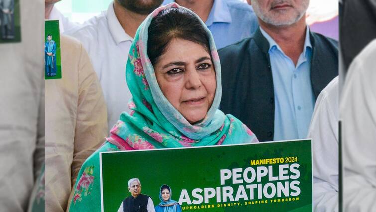 Jammu-Kashmir Elections 2024 PDP Manifesto Promises Free Electricity Pension Doubling Mehbooba Mufti NC Congress J-K Polls: PDP Manifesto Promises Restoring Article 370, Trade With Pak; Mufti Opens Up On NC-Congress Alliance