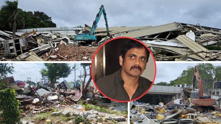 Hydra demolished a part of the sprawling 10 acre N Convention Centre owned by popular Tollywood actor Nagarjuna in the Cyberabad area of Hyderabad N Convention Centre, Nagarjuna : नागार्जुनच्या तब्बल 6.69 एकरातील आलिशान कन्व्हेन्शन सेंटरवर महापालिकेचा बुलडोझर! नेमकं घडलं तरी काय?