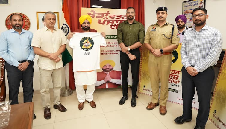 The Chief Minister launched the t-shirt and logo of the third edition of Khedan Watan Punjab diyan Punjab News: ਖੇਡਾਂ ਵਤਨ ਪੰਜਾਬ ਦੀਆਂ ਲਈ ਟੀ-ਸ਼ਰਟ ਤੇ ਲੋਗੋ ਲਾਂਚ, ਜੇਤੂਆਂ ਨੂੰ ਮਿਲਣਗੇ 9 ਕਰੋੜ, ਜਾਣੋ ਕਦੋਂ ਹੋ ਰਹੀਆਂ ਨੇ ਇਹ ਖੇਡਾਂ ?