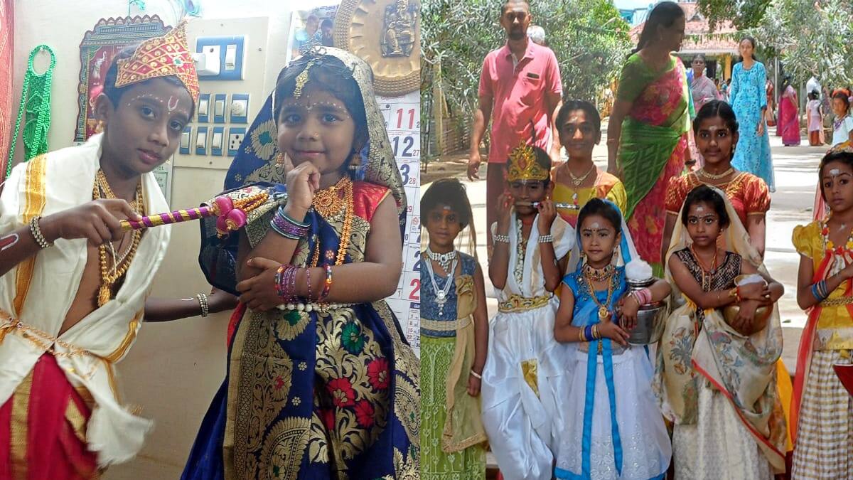 ராதே, கிருஷ்ணன் வேடத்தில் குழந்தைகள்.. பெரியகுளத்தில் கிருஷ்ண ஜெயந்தி கொண்டாட்டம்