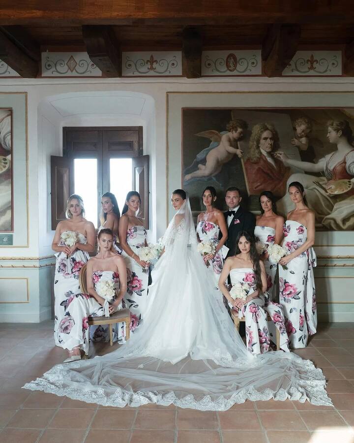 In March, the couple was seen celebrating their engagement with friends and family at the French restaurant L'Atelier Robuchon in London.