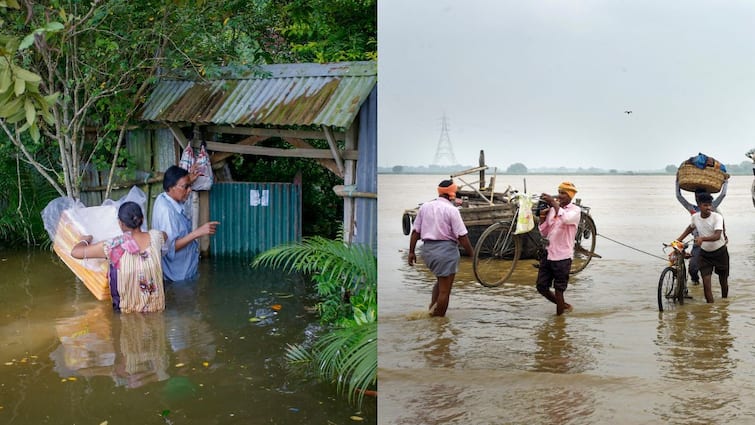 Bangladesh Flood 50 lakh people Affected shortage of food water medicine dry clothes  बांग्लादेश में प्रदर्शन के बाद अब बाढ़ से जूझ रहे लोग, 50 लाख से ज्यादा प्रभावित; खाना-पानी-दवा तो दूर सूखे कपड़े भी न हो रहे नसीब 