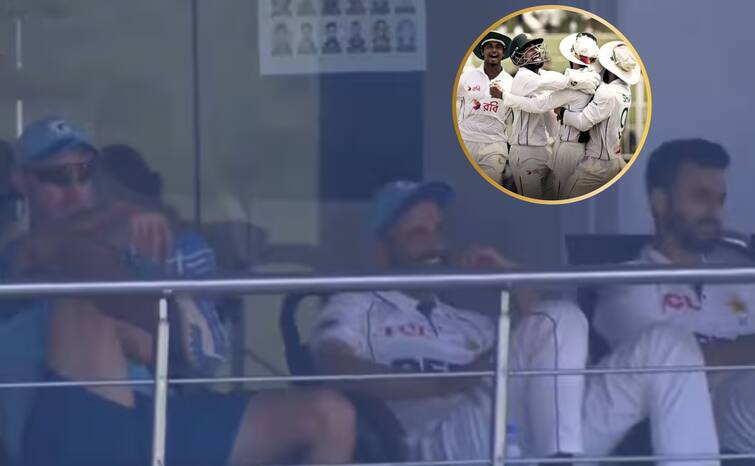 PAK vs BAN Pakistan Cricket test Captain Shan Masood Laughing in Dressing Room Photo Viral Pakistani fans reaction PAK vs BAN: तो ऐसे डूबी पाकिस्तान की लुटिया, टीम पर था भारी संकट तब कप्तान कर रहा था ड्रेसिंग रूम में मजे; फोटो वायरल