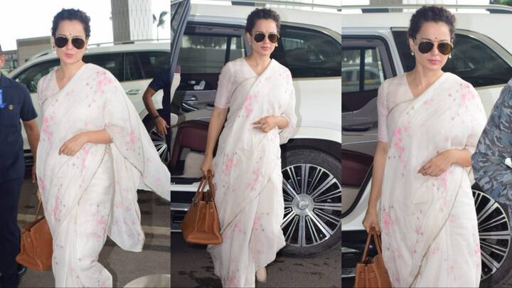 Kangana Ranaut Airport Look: बॉलीवुड की क्वीन कंगना रनौत को हाल ही में पैपराजी ने एयरपोर्ट पर स्पॉट किया है. जिसकी तस्वीरें अब सोशल मीडिया पर तेजी से वायरल हो रही हैं.