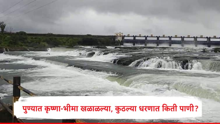 Pune Dam Water discharge Krishna Bhima Basin Rain Update Dam water Pune A to Z information पुण्यात जोरधारांनी कृष्णा, भीमा खोऱ्यातील धरणं खळाळली, कुठे किती पाऊस झाला, विसर्ग किती सुरु? A टू Z माहिती