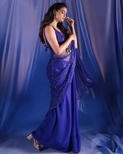 Keerthy Suresh Chooses An Embellished Violet Saree For Glamorous Look, PICS