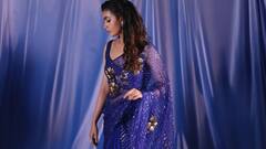Keerthy Suresh Chooses An Embellished Violet Saree For Glamorous Look, PICS