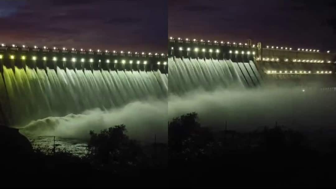 18 crust gates opened in nagarjuna sagar dam due to heavy water flow Nagarjuna Sagar Dam: నాగార్జున సాగర్ ప్రాజెక్టుకు భారీగా వరద - 18 గేట్లు ఎత్తి నీరు దిగువకు విడుదల