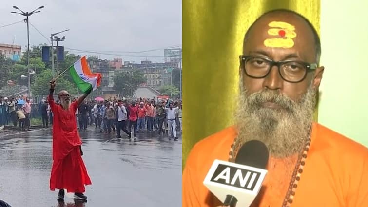 Viral 'Sadhu' facing water cannons During 'Nabanna Abhijan' Protest TMC Claims BJP Link Who Is Viral 'Sadhu' Seen During 'Nabanna Abhijan' Protest? Mystery Deepens As TMC Claims BJP Link