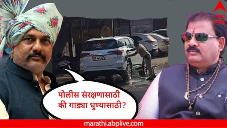 So the police washed my car MLA Sanjay Gaikwad told what actually happened after video of police washing mla sanjay Gaikwad car Sanjay Gaikwad: '...म्हणून पोलिसाने माझी गाडी धुतली'; आमदार संजय गायकवाडांनी सांगितला मानवतेचा दृष्टिकोन, नेमकं काय घडलं?