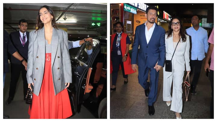 Sonam Kapoor and Madhuri Dixit were spotted at the Mumbai airport on Thursday.