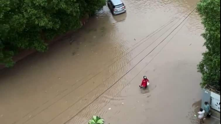 Ahmedabad news Gujarat Zomato Agent Food Delivery In Knee-Deep Water Viral video trending Ahmedabad: ‘Superhero’ Delivery Agent Braves Knee-Deep Water To Deliver Food, Wins Hearts — WATCH