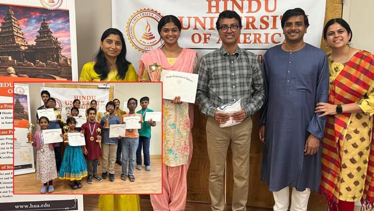 Bhagavadgita Exam arrange in north carolina of america by  Hindu university of America HUA and Students Explained Meaning of bhagwadgeeta साता समुद्रापार भगवद्गगीता परीक्षा, HUA मध्ये विद्यार्थ्यांकडून गीतेचे श्लोक पठण, अर्थही समजावला