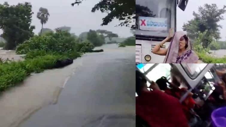 rtc bus stucked in flood and passengers suffered in warangal Warangal News: వాగు మధ్యలో చిక్కుకున్న ఆర్టీసీ బస్సు - రాత్రంతా బస్సులోనే ప్రయాణికులు, చివరకు!