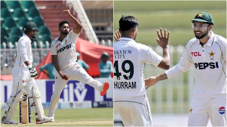 Pakistan vs Bangladesh 2nd Test bangladesh 6 wickets 26 runs Khurram Shahzad Mir Hamza Mehidy Hasan Miraz pak vs ban Rawalpindi PAK vs BAN: पाकिस्तानी गेंदबाजों ने डेड टेस्ट मैच में डाली जान, 26 रनों पर बांग्लादेश के 6 विकेट गिराए और फिर...