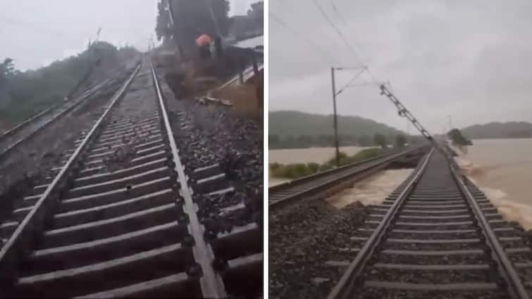 Warangal news Railway tracks washed away in Mahabubabad district due to heavy rains Warangal Rains: వరంగల్‌లో కొట్టుకుపోయిన రైల్వే ట్రాక్, వరదకు కొట్టుకుపోయిన ఆటోలు, వస్తువులు