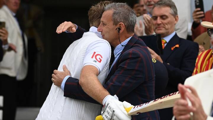 “A proud father. Joe Root embraces his Dad after walking off at Lord's as England's top century-maker,” England Cricket tweeted. (Images Credits: X/@englandcricket)