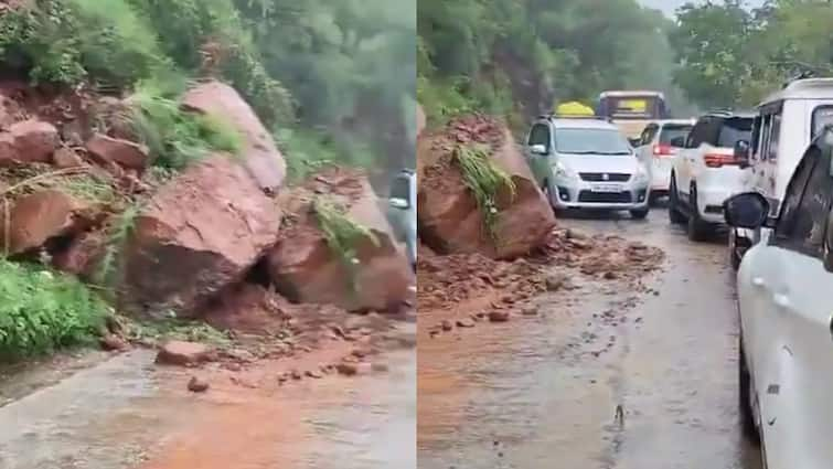 landslide due to heavy rains in kondaveedu and srisaialm ghat roads Land Slide: తెలుగు రాష్ట్రాల్లో భారీ వర్షాలు - ఘాట్ రోడ్డులో విరిగిపడ్డ కొండ చరియలు, శ్రీశైలం వెళ్లే వారికి అలర్ట్