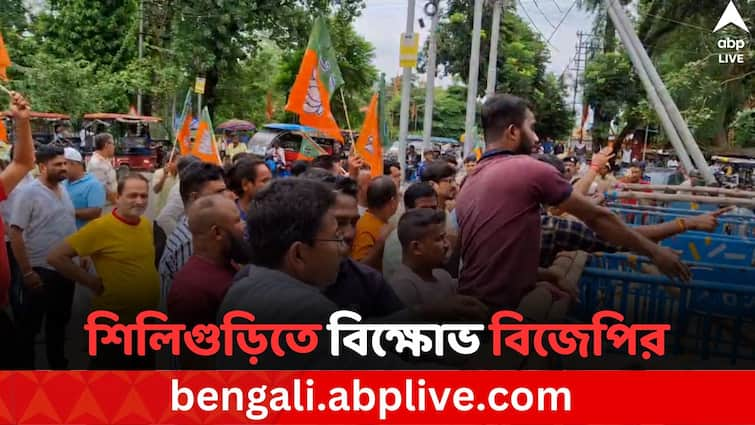 BJP Workers show agitation against Police in New Jalpaiguri Police Station for attack on BJP woman MLA Car BJP Agitation IN NJP:  বিধায়িকার ওপর হামলার প্রতিবাদ ও দোষীদের শাস্তির দাবিতে NJP থানায় বিক্ষোভ বিজেপির