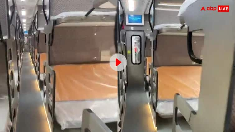 Vande Bharat sleeper train Video of interior is going viral on social media वंदे भारत स्लीपर ट्रेन का पहला लुक आया सामने, इंटीरियर देख उड़ जाएंगे आपके भी होश, देखें वीडियो