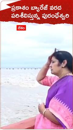 ప్రకాశం బ్యారేజ్ నది పరిశీలిస్తున్న పురంధేశ్వరి.