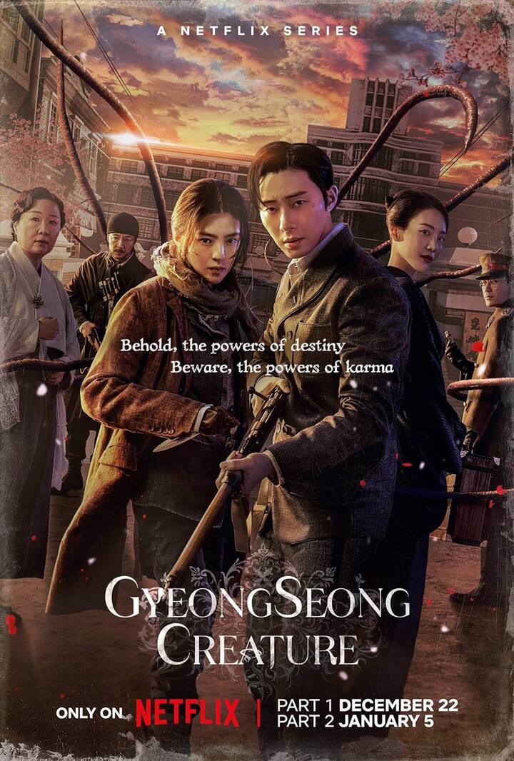 The logline for Gyeongseong Creature 2 teases a journey from 1945 Gyeongseong to 2024 Seoul, exploring fateful ties. Starring Han So Hee, Park Seo Joon, and more, it premieres on Netflix September 27.