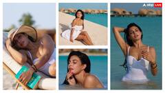 छोटे कपड़े पहन समुंदर में नहाईं जैक्लीन फर्नांडीस, रेत पर बिखेरी दिलकश अदाएं... देखें तस्वीरें