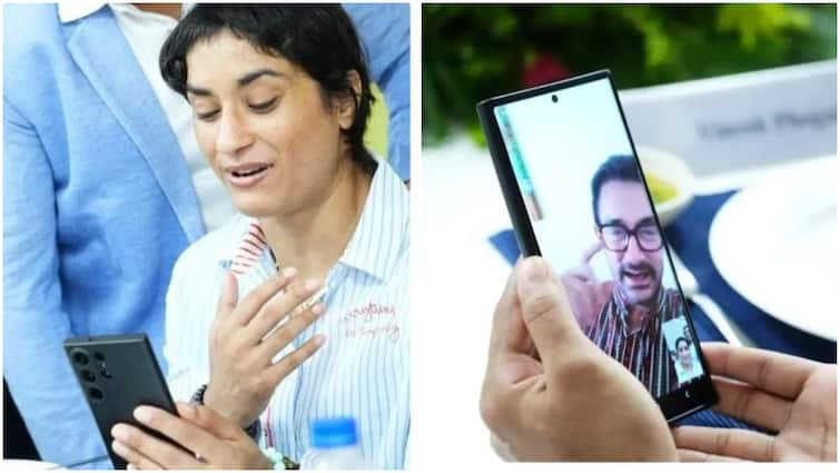 Viral Photo Aamir Khan Video Calls Wrestler Vinesh Phogat After Paris 2024 Olympics Fans Demand 'Dangal 2' Viral: Aamir Khan Video Calls Wrestler  Vinesh Phogat After Paris 2024 Olympics, Fans Demand 'Dangal 2'