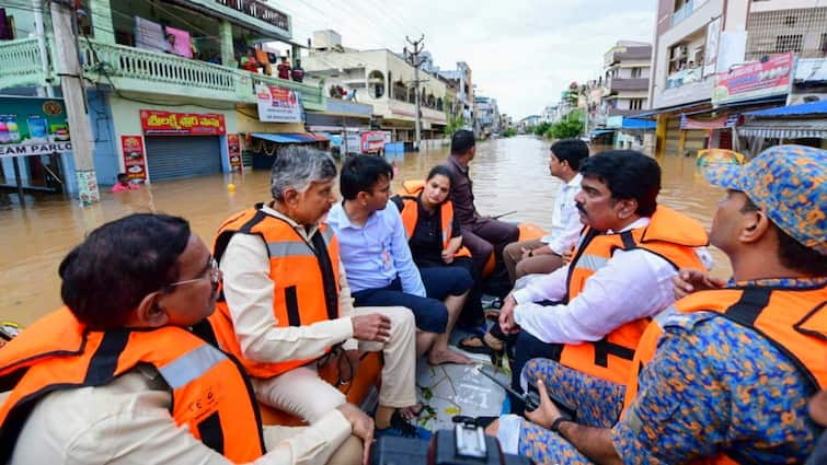 Andhra Rain: 'Heaviest' Showers In 50 Years Sinks 40% Vijayawada, CM Naidu Visits Flood-affected Areas