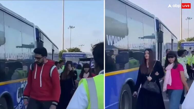 Abhishek Bachchan And Aishwarya Rai Bachchan Spotted at Dubai Airport With Daughter Aaradhya Bachchan amid Divorce Rumours नहीं हो रहा Abhishek Bachchan और Aishwarya Rai का तलाक! दुबई एयरपोर्ट पर साथ नजर आया कपल, वीडियो वायरल