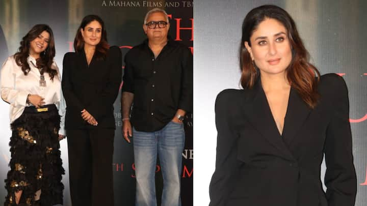 Actress Kareena Kapoor Khan looked absolutely stunning in a black-hued ensemble as she arrived for the trailer launch of 'The Buckingham Murders'.