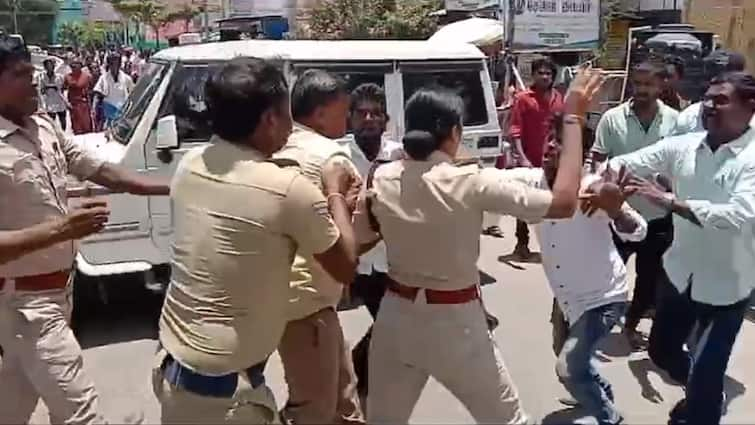 Virudhunagar Aruppukkottai woman DSP was surrounded by a mob attacked  during the protest Virudhunagar DSP: அருப்புக்கோட்டை: போராட்டத்தில் கும்பலாக சூழ்ந்து பெண் டி.எஸ்.பி மீது தாக்குதல்.! பெரும் பரபரப்பு..!