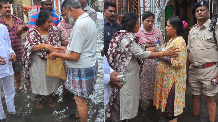 AP minister Savitha visits floods affected area in Vijayawada NTR district Vijayawada Rains: మోకాలు లోతు నీళ్లలోకి దిగిన మహిళా మంత్రి- ఇంటింటికీ వెళ్లి ఆహారం, పాలు, వాటర్ బాటిళ్ల పంపిణీ