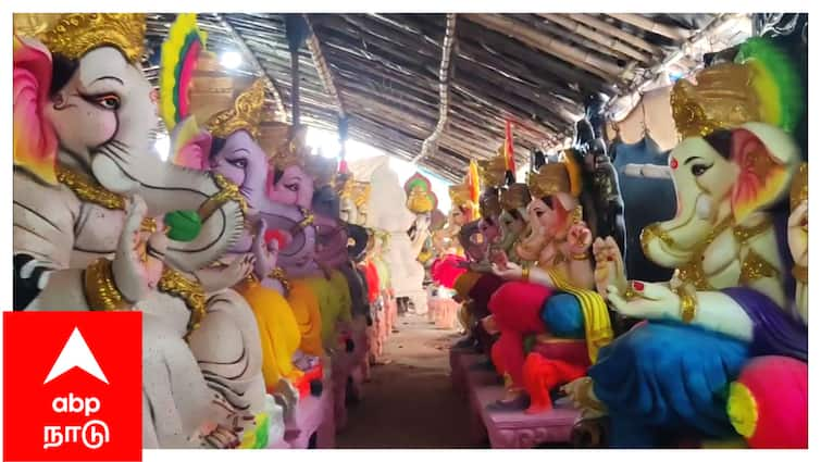 Vinayagar Chaturthi 2024 Vinayagar idols are sold intensively in Mayiladuthurai district Vinayagar Chaturthi 2024: நெருங்கும் விநாயகர் சதுர்த்தி.. விதவிதமான விநாயகர் சிலைகள் விறுவிறு விற்பனை..