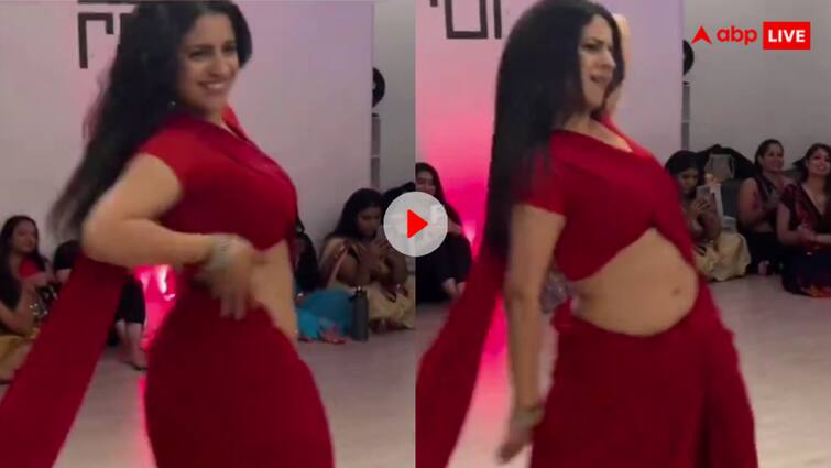 Desi girl wearing red saree did such a dance that everyone was surprised video goes viral सोशल मीडिया की बेबो, लाल साड़ी में लड़की ने लगाए ठुमके तो मदहोश हुई महफिल, देखें वीडियो